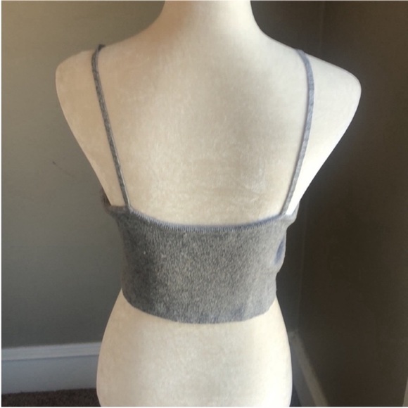Zara Grey Ribbed Crop Top - Picture 5 of 6